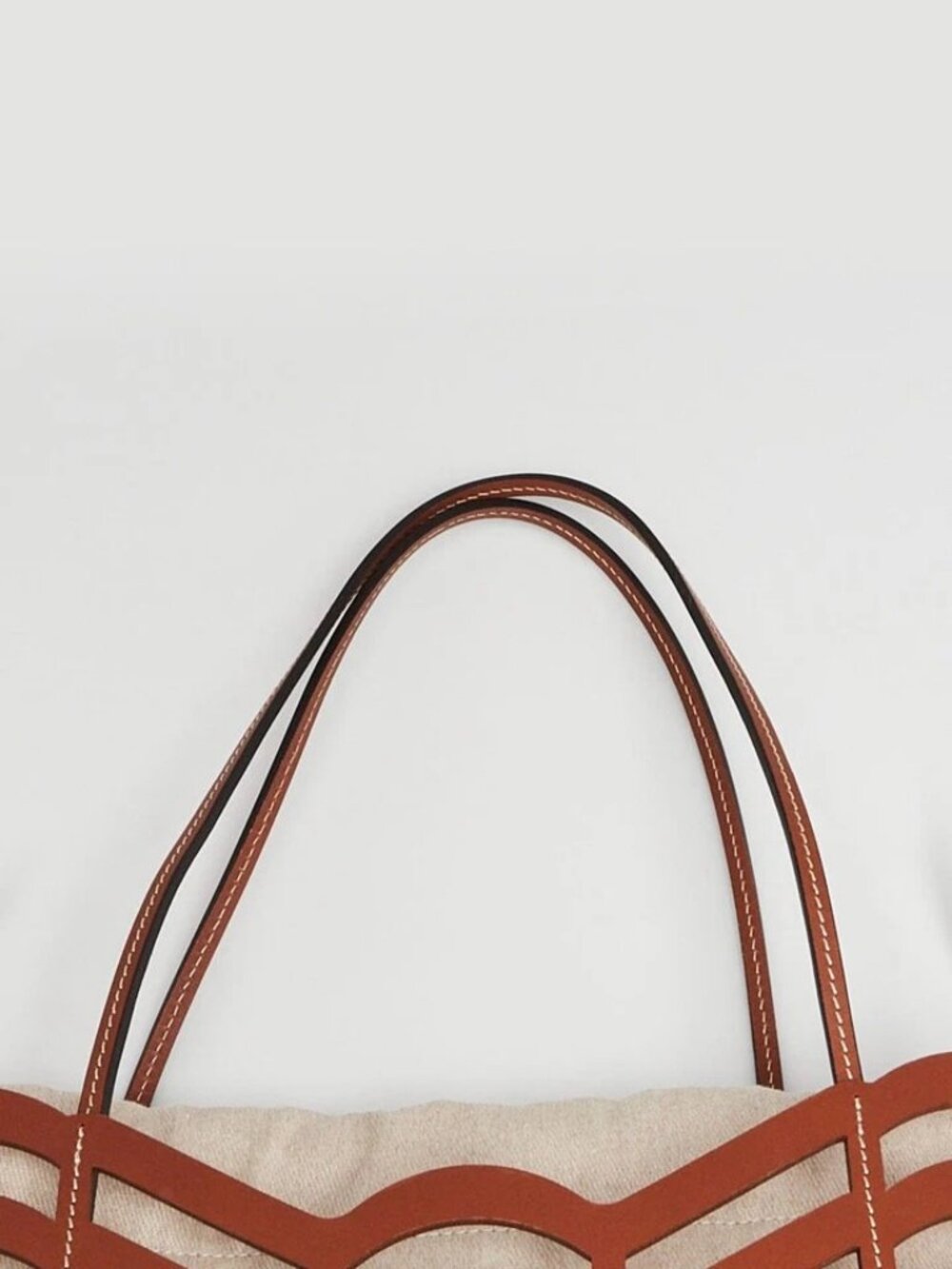 Chloe Brown/Beige Leather/Canvas Kayan Perforated Medium Tote Bag - Picture 2 of 12